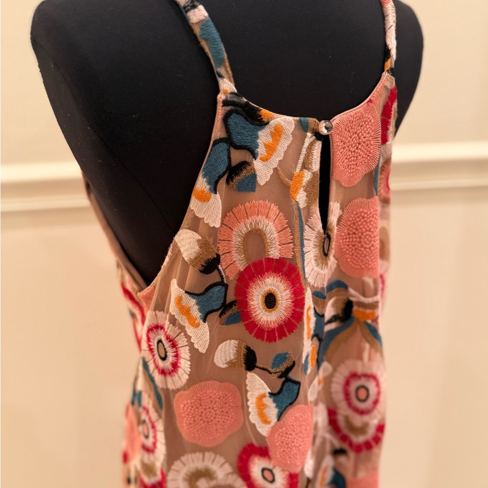 ELLIATT Revolve Floral Embroidered Nude + Pink V-Neck Maxi Evening Dress $489 - Picture 9 of 16